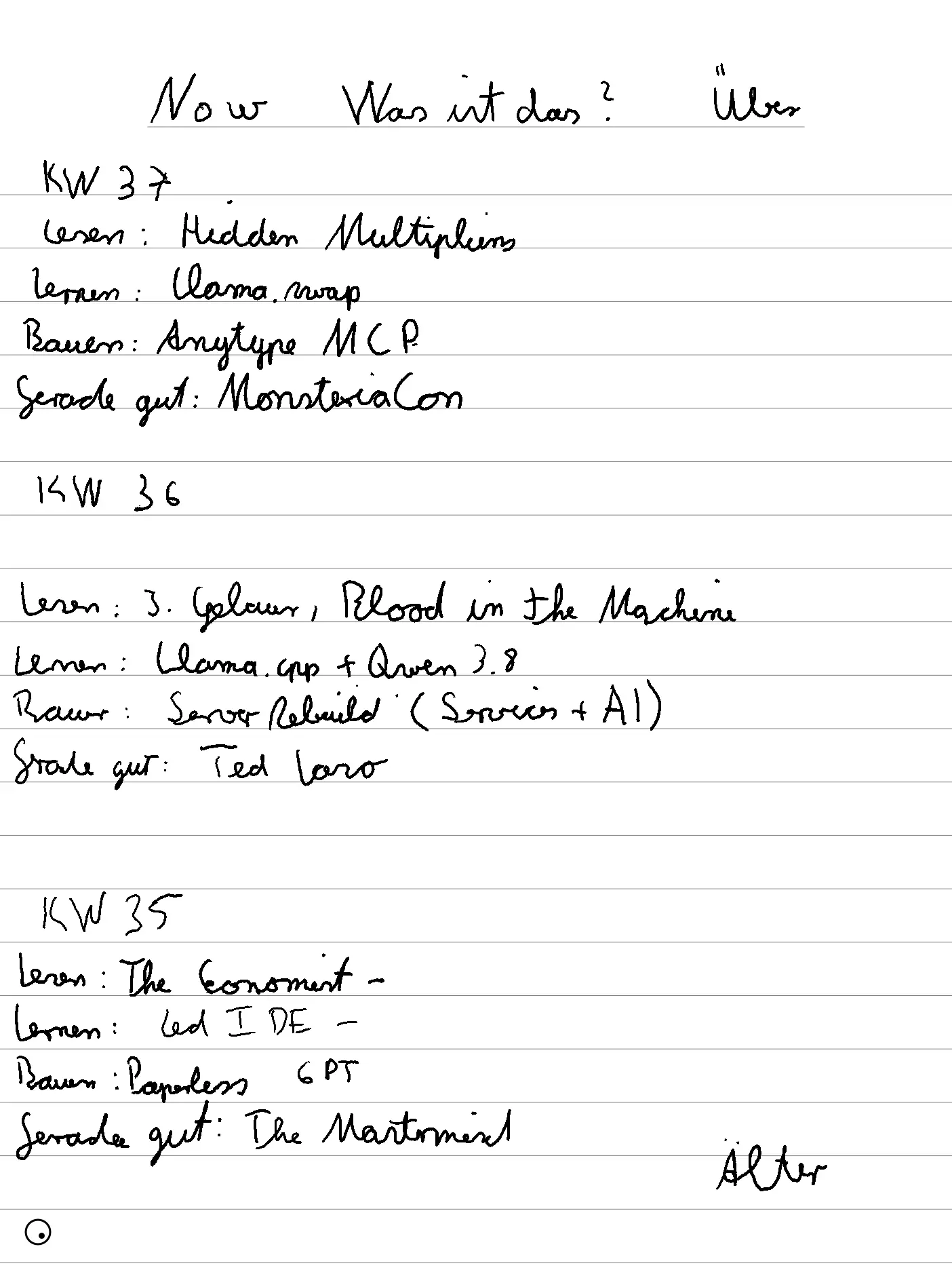 Home, handwritten page 1